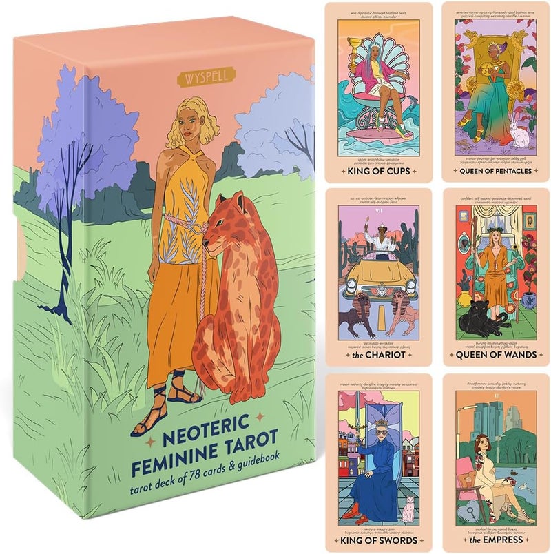 Wyspell Feminine Tarot Card Deck – Borderless Tarot Cards with with Meanings on Them - Guide Book for Beginners – Beginner Playing Cards Set - Image 1